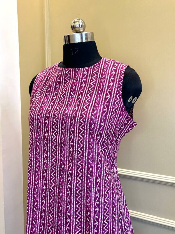 Magenta Sleeveless A-line Dress - Image 2