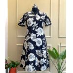 Black Blossom Midi Dress