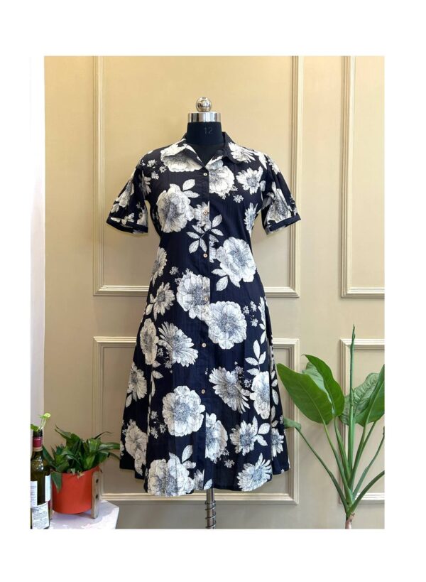 Black Blossom Midi Dress