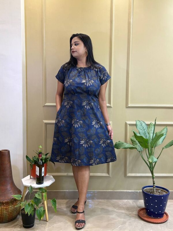 Midnight Petal Pleated Dress - Image 2