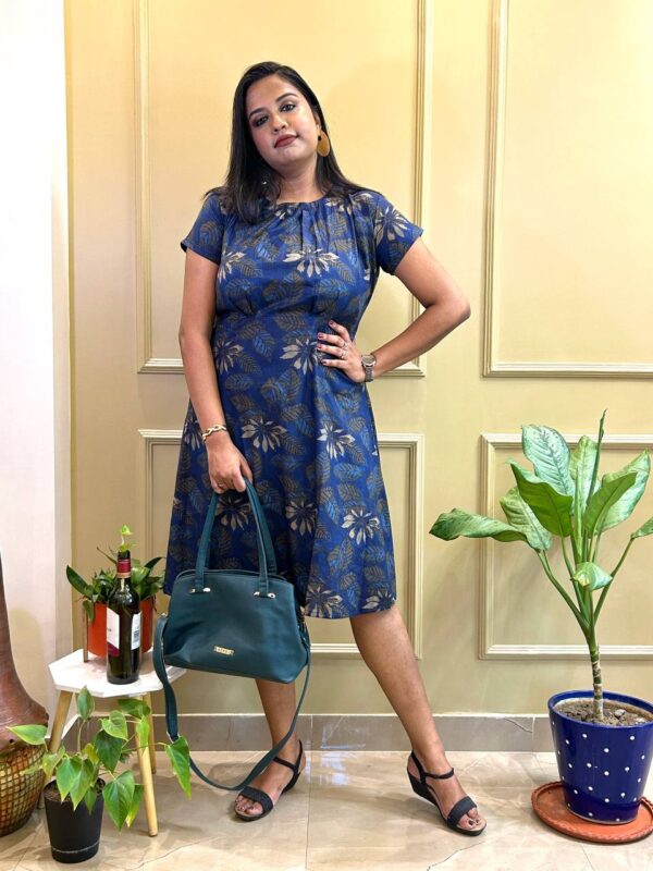 Midnight Petal Pleated Dress - Image 3