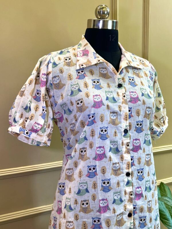 Owl Parade Shirt Dress - Image 5
