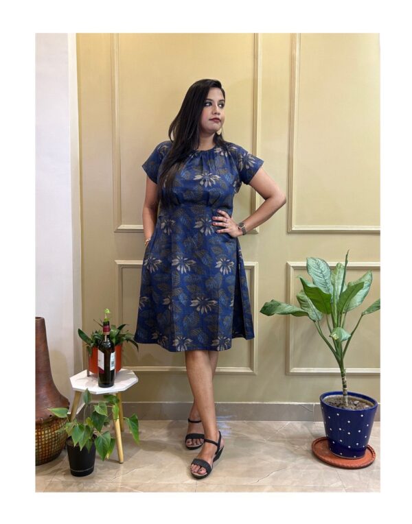 Midnight Petal Pleated Dress