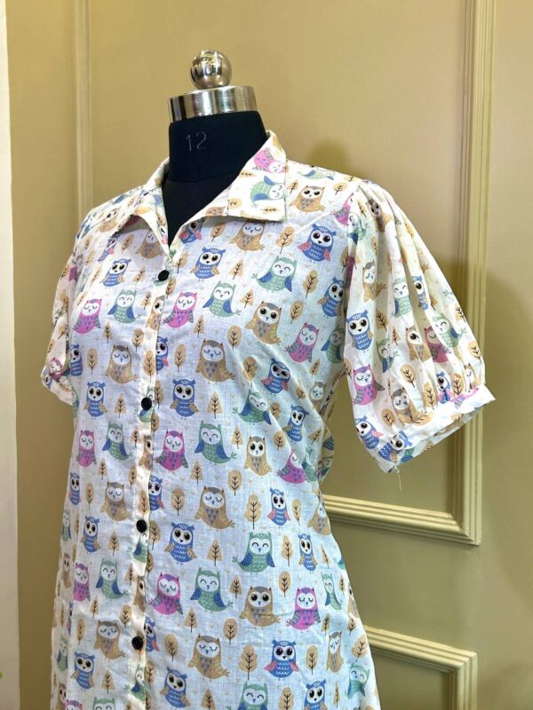Owl Parade Shirt Dress - Image 4