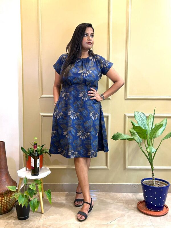 Midnight Petal Pleated Dress - Image 4