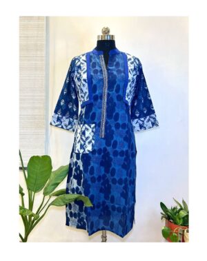 Indigo Illusion Overlay Kurti