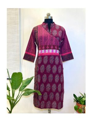 Fuchsia Angrakha Yoke Kurti