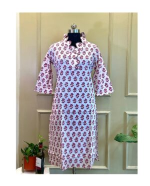 Rosewood Ruffle Cotton Kurta