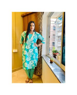 Kurti Set with Lapel Collar