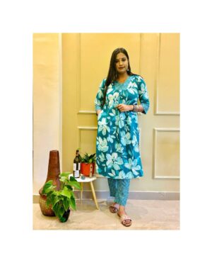 Sea Bloom Cotton Kurti Set