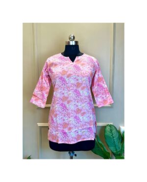 Pink Floral Cotton Top
