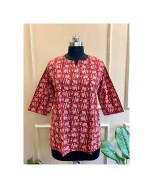 Terracotta Sanganeri Cotton Top