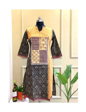 Earthy Ajrakh Fusion Kurti