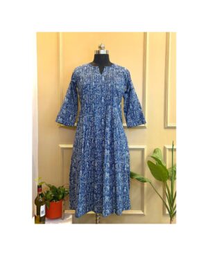 Indigo Warli Pintuck Kurti