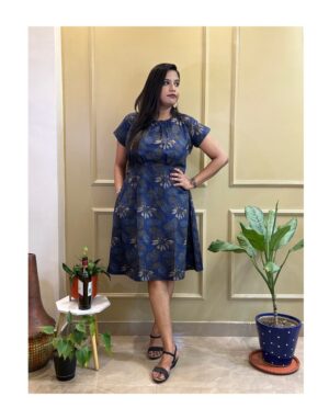 Midnight Petal Pleated Dress