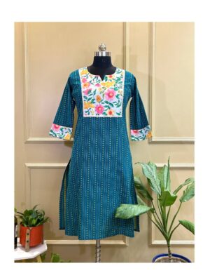 Teal Garden Yoke Kurti