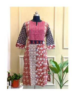 Kalamkari Lotus Garden Kurti