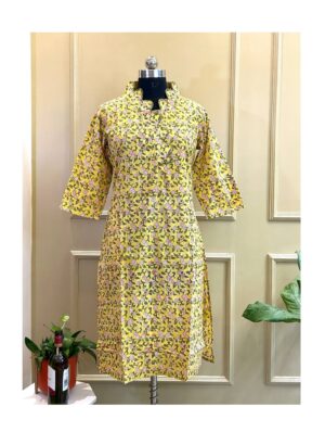 Sunshine Bloom Scallop Neck Kurti