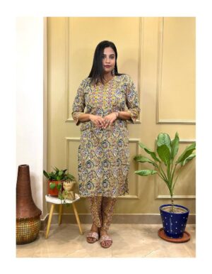 Mustard Kalamkari Co-ord Set