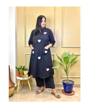 Midnight Heart Kurti Set