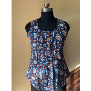 Indigo & Maroon Paisley Ajrakh Printed Tops
