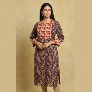 Wine Gulbahar Cotton Side-Cut Kurti