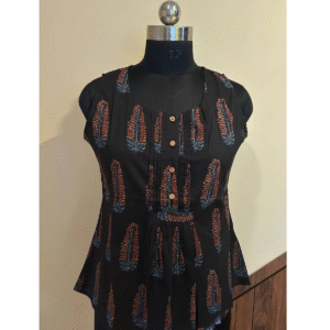 Black Ajrakh Printed Tops
