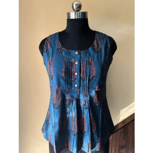 Royal blue ajrakh printed top