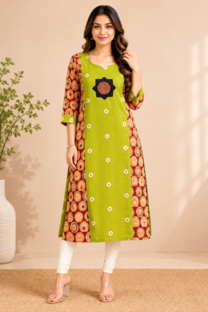Handloom Appliqué Panel Kurti