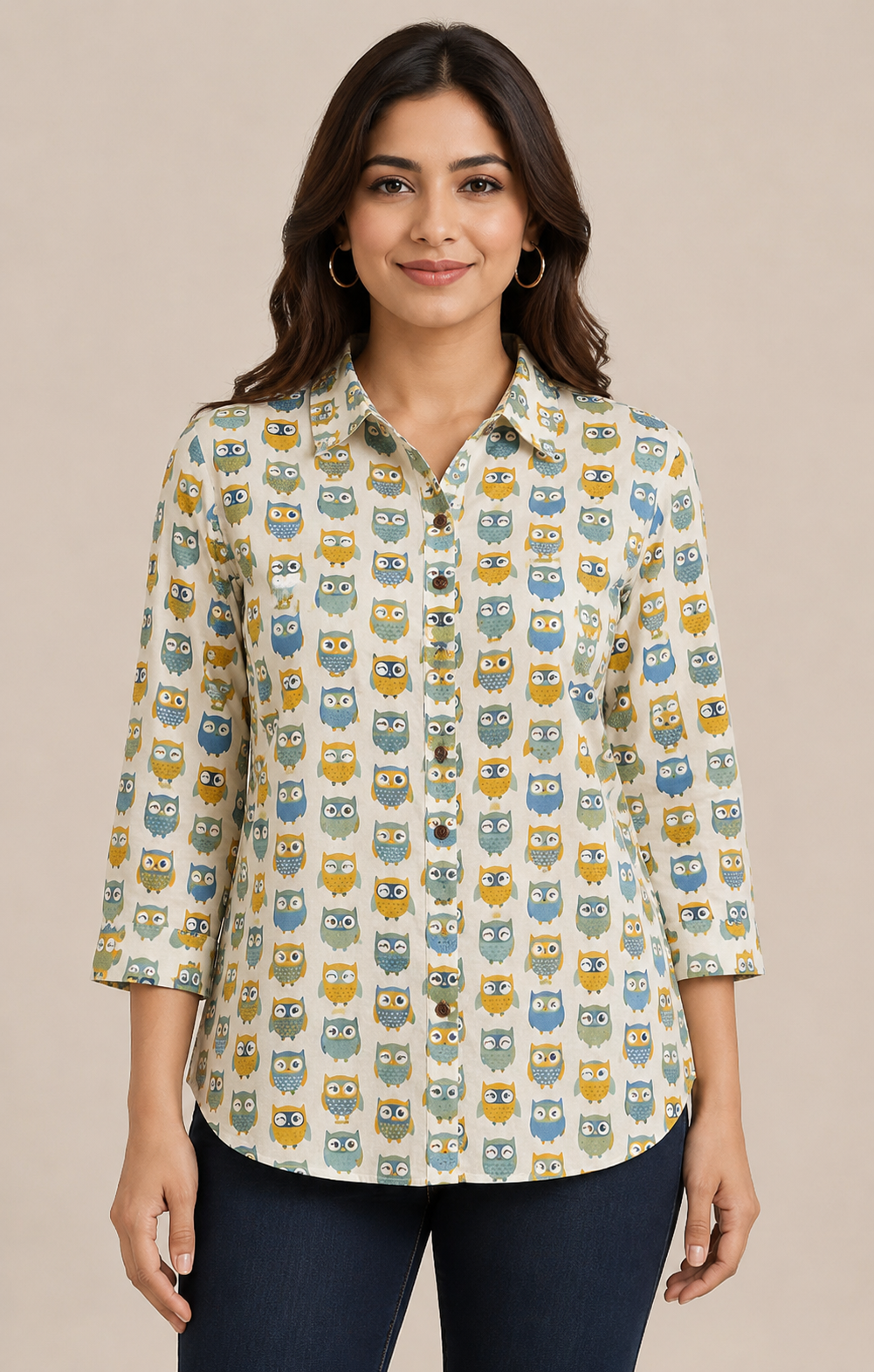 Owl Story Cotton Shirt Top