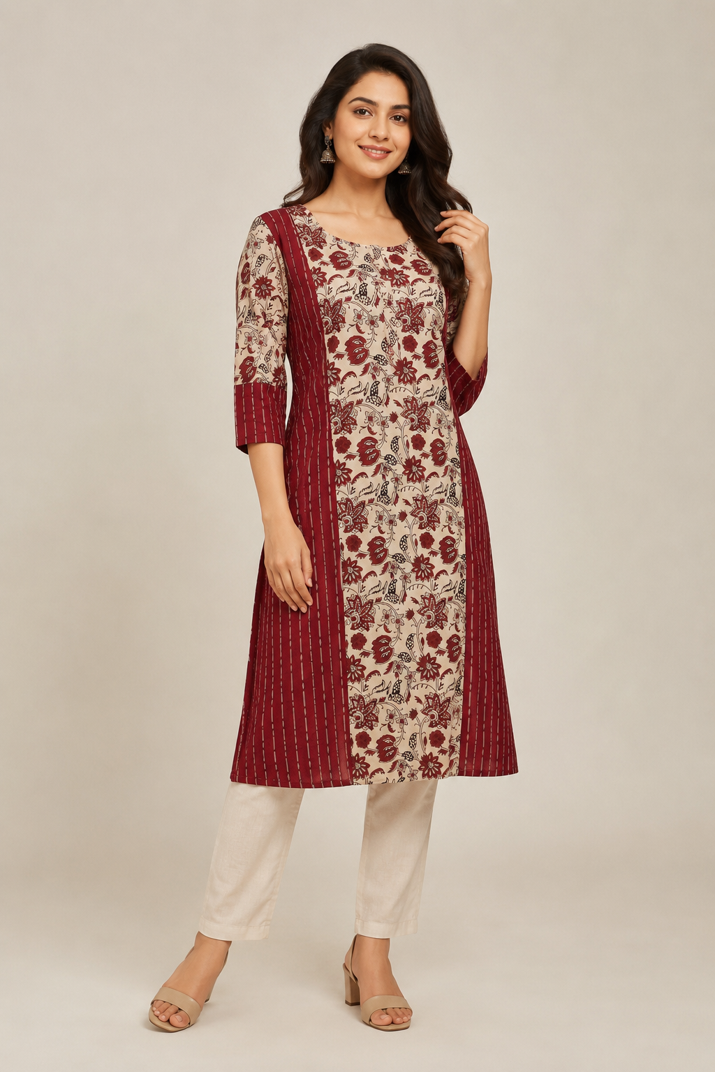 Gulmohar | Original Kalamkari × Handloom Panel Kurti