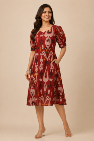 Eira | Elastic Waist Ikkat Dress